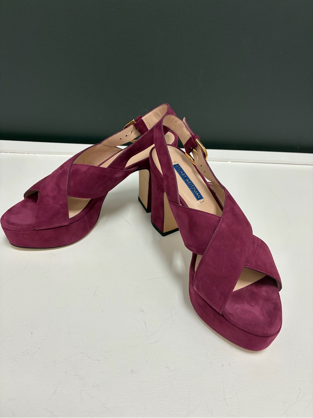 Stuart Weitzman NWT Berry Suede Platform Sandals